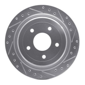 Cadillac XLR Brake Rotor (1) - Rear Right - R1 Concepts - Drilled & Slotted - Silver - `97-`13